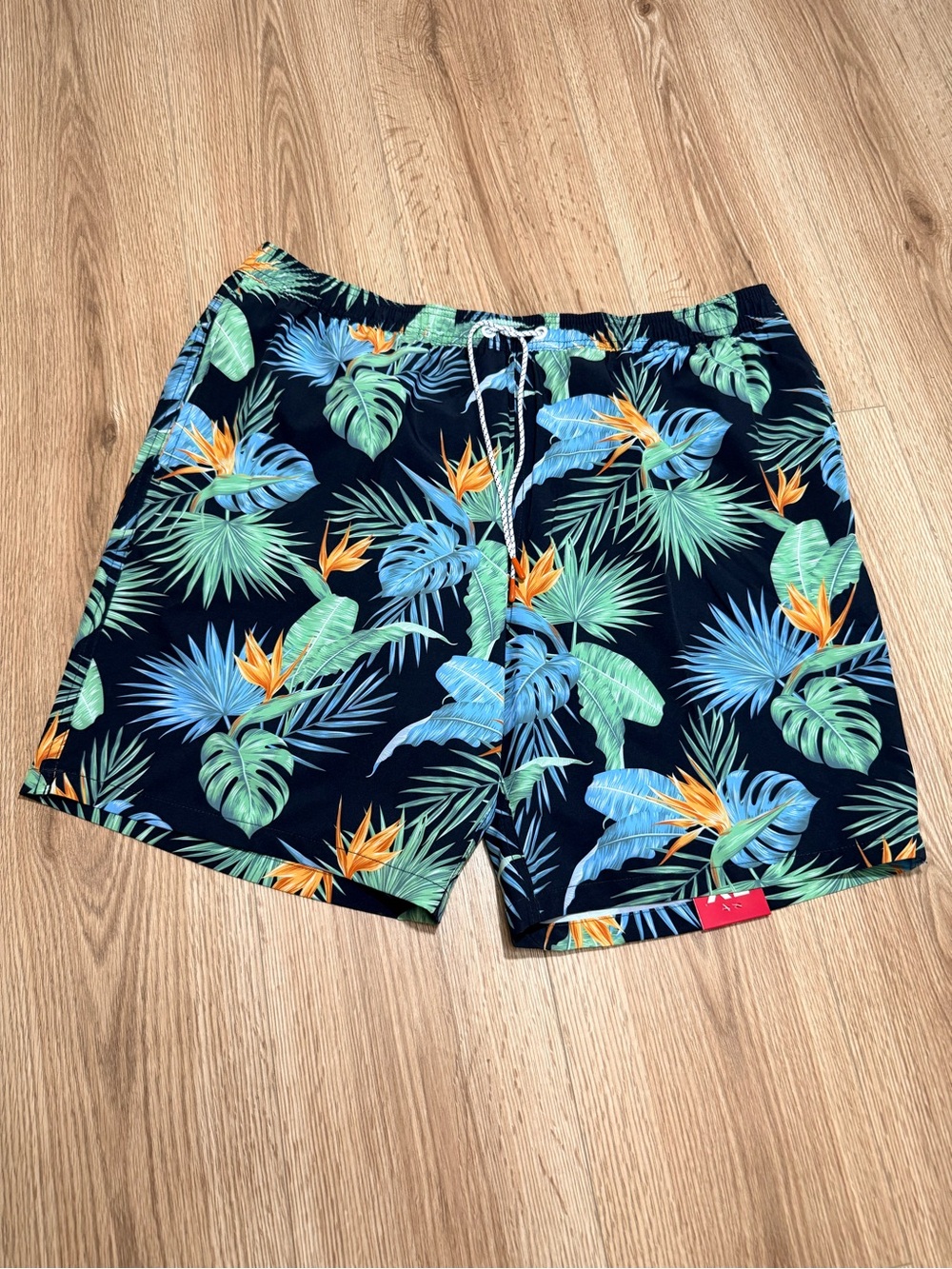 Bonobos Mens Swim Trunks Navy Tropical Palm Print 9 Inch Inseam Size XL NWT